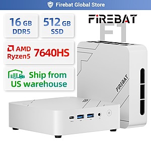 FIREBAT F1 Mini Gaming PC, AMD Ryzen 5 7640HS, 16GB DDR5, 512GB SSD, Win 11 Pro $289 + Free Shipping