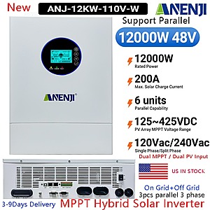 ANENJI 12KW 48V Split Phase Hybrid Solar Inverter $687 + Free Shipping