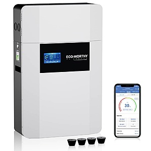 ECO-WORTHY 48V 100Ah Wall-Mount LiFePO4 Lithium Battery 5.12KWh for Home Solar Storage $696 + Free Shipping