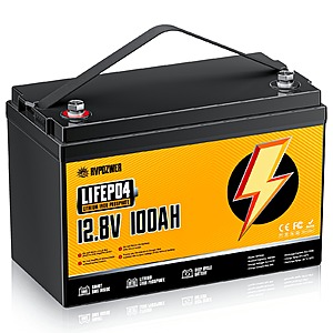 RVPOZWER 12V 100Ah LiFePO4 Battery 1280Wh Deep Cycle for Solar RV Marine $89 + Free Shipping