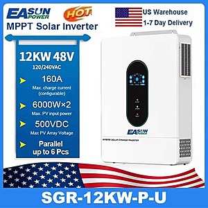 EASUN Power 12KW Split Phase Hybrid Solar Inverter 48V 120V/240V Dual MPPT WiFi $766 + Free Shipping