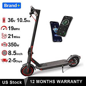 AOVOPRO ES80 Foldable Electric Scooter 350W Motor 36V10.5Ah 19mph Max Speed 21 Mile Range 8.5inch Solid Rubber Tires integrated Head/Tail Lights $99.8 + Free Shipping