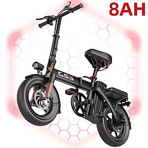 UPlee GS3 14in Folding Electric Bike 48V 500W 15-20 mph 8AH for $172; 10AH for $180; 15AH for $199 + Free S/H