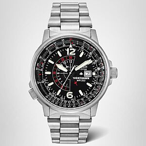Citizen Men's Eco-Drive Promaster Air Nighthawk Pilot Stainless Steel Watch, Luminous, Black Dial, 42mm (Model: BJ7000-52E)