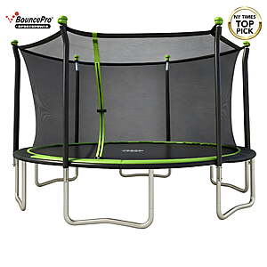 Sportspower BouncePro 14ft Trampoline Meets ASTM Safety Standards, Heavy-Duty Rust-Resistant Steel Frame, UV-Resistant Jump Mat & Safety Net $199