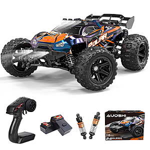 AUOSHI 1:14 Fast RC Toy Car,40+MPH Remote Control Off-Road Truck 2 Batteries, 70 Min Runtime, LED Lights, Waterproof $119.99
