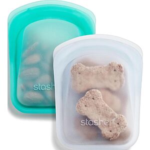 2-Pack 4-Oz Stasher Reusable Silicone Pocket Bags (Clear + Aqua) $8.01 w/ S&S + Free Shipping w/ Prime or on $35+