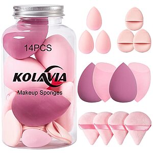 14-Piece Kolavia Makeup Sponge & Powder Puff Set w/ Mini Sponges (Pink) $4.99 + Free Shipping w/ Prime or on $35+