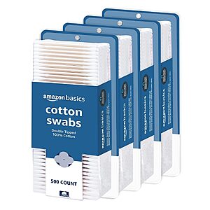 4-Pack 500-Count Amazon Basics Double-Tipped Cotton Swabs (2000-Count) $7.07 w/ S&S + Free Shipping w/ Prime or on $35+