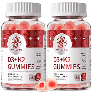 Vitamin D3 K2 Gummies 120 Count $13.99 + Free Shipping w/ Prime or on $35+