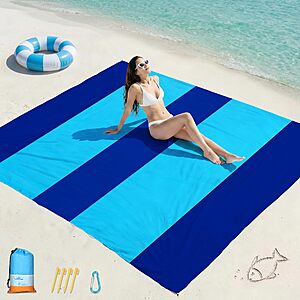 Beach Blanket Waterproof Sandproof 78''X81''/10'X9' Oversized Big Blanket $9.99