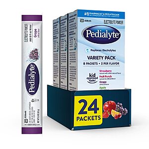 Pedialyte Electrolyte Powder Packets, On-the-Go Hydration Variety Pack (8 count/pack of 3) $15
