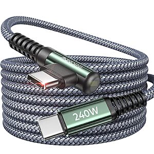 AINOPE 10' 240W USB C to USB C Cable (Right Angle) $5.99 + Free Shipping w/ Prime or $35+ orders