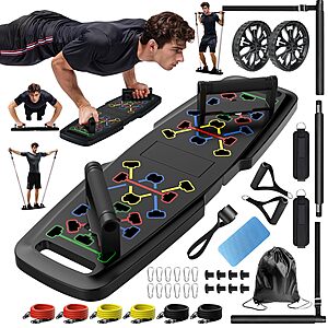 MQRW Push Up Board,Home Gym,Portable Exercise Equipment,Pilates Bar and 20 Fitness Accessories with Resistance Bands and Ab Roller Wheel,Full Body Workout Free Shipping