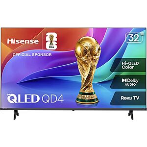 Hisense 32-Inch Class QD4SR Series Hi-QLED HD Smart Roku TV (32QD4HSR, 2026 Model) $107.99