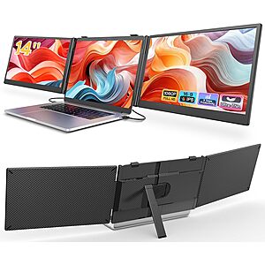 Laptop Screen Extender, 14'' FHD 1080P Ultra-Slim Triple Portable Monitor for Laptops $179.97