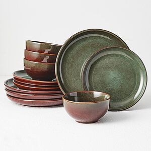 Stoneware Dinnerware Sets for 4, 12pcs Plates and Bowls Sets Dishes $55.99