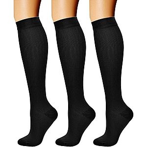 CHARMKING Compression Socks for Women & Men Circulation (3 Pairs) 15-20 mmHg is Best Support for Athletic Running Cycling $8.99