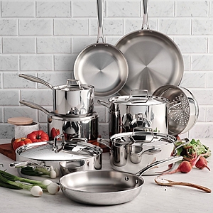 Tramontina 14-Piece Tri-Ply Clad 18/10 Stainless Steel Cookware Set - $174.98