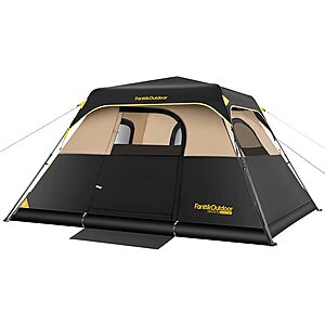 FanttikOutdoor Zeta C6 Pro Camping Tent 6 Person Instant Cabin Tent Setup in 60 Seconds with Rainfly & Windproof Portable with Carry Bag for Family Camping & Hiking, Khaki