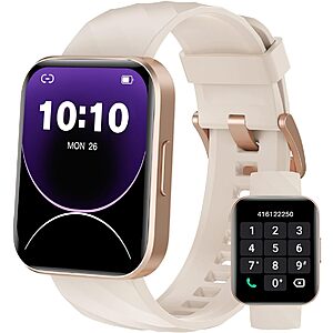 Dakofied Smart Watch (Answer/Make Calls), 1.85" Smart Watches for Men Women Digital Watch Fitness Tracker with 100+ Sport Modes Heart Rate Monitor for iOS Android Phones Waterproof Milky White