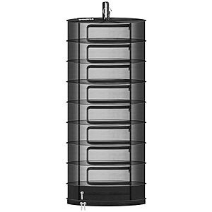 SPONDWILD 2' Diameter 9-Layer Hanging Herb Drying Rack w/ Zippered Windows & Storage Compartment (Black) $13.19 + Free Shipping w/ Prime or on $35+