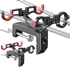 2-Pack Clamp-On Dual Rod Fishing Rod Holder w/ 360&deg; Rotation & 10&deg; Tilt $17.99 + Free Shipping w/ Prime or on $35+