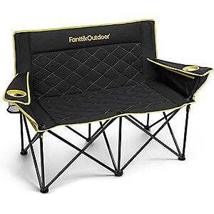 FanttikOutdoor Zeta L11 Duo Pro 2-Person Folding Camping Loveseat Chair w/ Cup Holders & Carry Bag (Black or Khaki) $50.39 + Free Shipping