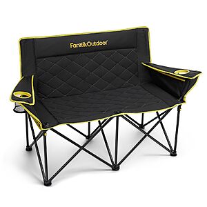 FanttikOutdoor Zeta L11 Duo Pro 2-Person Folding Camping Loveseat Chair w/ Cup Holders & Carry Bag (Black or Khaki) $53.99 + Free Shipping