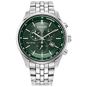 42mm Citizen Men's Eco-Drive Chronograph Stainless Steel Bracelet Watch (Green Dial) + $70 Kohl's Cash $267.30 + FS @ Kohl's