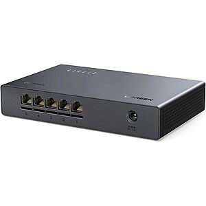 UGREEN 2.5Gb Switch, 5-Port Ethernet Switch, 5 x 2.5Gb Uplink, Plug & Play, Unmanaged Ethernet Splitter, Desktop/Wall Mount Network Hub, with LED, Fanless Quiet, for NAS, PC, Game Console