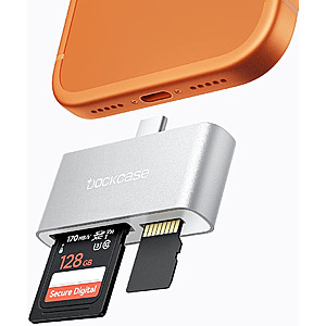DOCKCASE USB-C SD Card Reader for iPhone 17/16/15 Pro/Max, Dual Slot USB 3.0 SD &amp; Micro SD Card Adapter