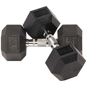 BalanceFrom Rubber Hex Dumbbells, 30 lbs Pair, Black $52.47 FS @ Walmart