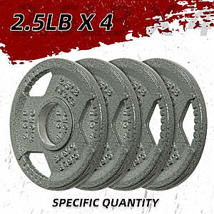 Signature Fitness 2" Cast Iron Weight Plates 2.5lb x4 $10, 5lb x 4 $15, 10lb x 4 $27, 25lb x 2 $35 @ Walmart