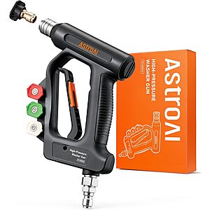 AstroAI Pressure Washer Gun w/ 360&deg; Swivel, 3/8" Quick Connect Inlet & 1/4" Outlet, 4060 PSI & 4 Nozzles $18.49 + Free Shipping w/ Prime or on $35+