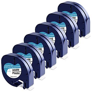 6-Pack Dymo Compatible LetraTag Label Tape Refills (12mm, Black on White) $9.49 + Free Shipping w/ Prime or on $35+