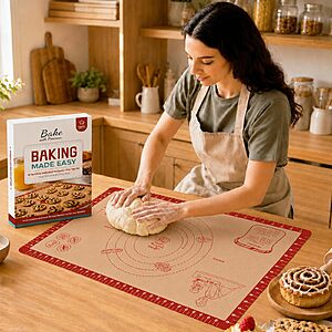 26" x 16" Bredominant Non-Stick Silicone Baking Mat w/ 10 Recipes (Red) $6.49 + Free Shipping w/ Prime or on $35+