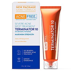 1-Ounce AcneFree Terminator 10 Maximum Strength 10% Benzoyl Peroxide Acne Spot Treatment Cream $3.56 w/ S&S + Free Shipping w/ Prime or on $35+