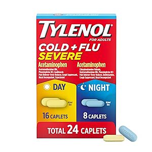 24-Count Tylenol Cold + Flu Severe Day & Night Multi-Symptom Caplets (Combo Pack) $4.23 w/ S&S + Free Shipping w/ Prime or on $35+