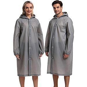 2-Pack Reusable EVA Rain Coat Ponchos (Various Colors) $5.99 + Free Shipping w/ Prime or on $35+
