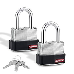2-Pack Kwikset 1-3/4" Laminated Steel Padlock w/ Hardened Steel Shackle $13.00 + Free Shipping w/ Prime or on $35+