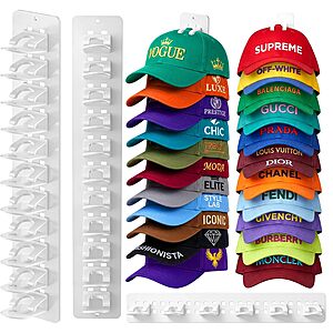 2-Pack Wall-Mount Baseball Cap Rack Organizer w/ 22-Cap Capacity (Black) $4.10 + Free Shipping w/ Prime or on $35+