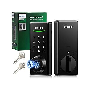 Philips Fingerprint Keyless Entry Door Lock (Matt Black) $43.99 + Free Shipping w/ Prime
