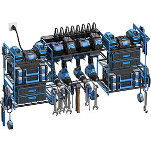 39" Wall Mount Power Tool Organizer & Charging Station w/ 8-Outlet Power Strip (Blue) $16.79 + Free Shipping w/ Prime or on $35+