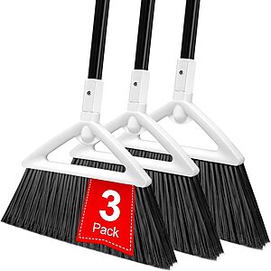 3-Pack Heavy Duty Angle Broom w/ Long Handle (White) $18.99 + Free Shipping w/ Prime or on $35+