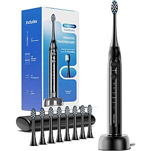 Onlyone Sonic Rechargeable Electric Toothbrush w/ 8 Brush Heads & Travel Case (5 Modes) $8.09 + Free Shipping w/ Prime or on $35+