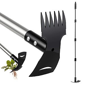 8" 2-in-1 Long Handle Weed Puller Tool w/ 6-Tine Rake & Garden Hoe $9.89 + Free Shipping w/ Prime or on $35+