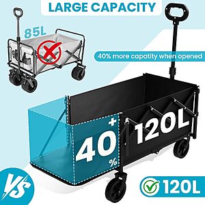 350-Lb Capacity Collapsible Utility Wagon Cart w/ Tailgate (Black) $27.99 + Free Shipping w/ Prime or on $35+