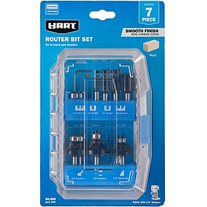 HART 7-Piece Decorative Router Bit Set with Modular Storage Case $13
