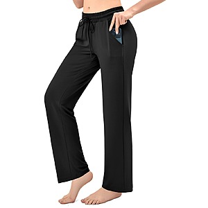 Walifrey Wide Leg Sweatpants for Women with Pockets Black XL $5.99